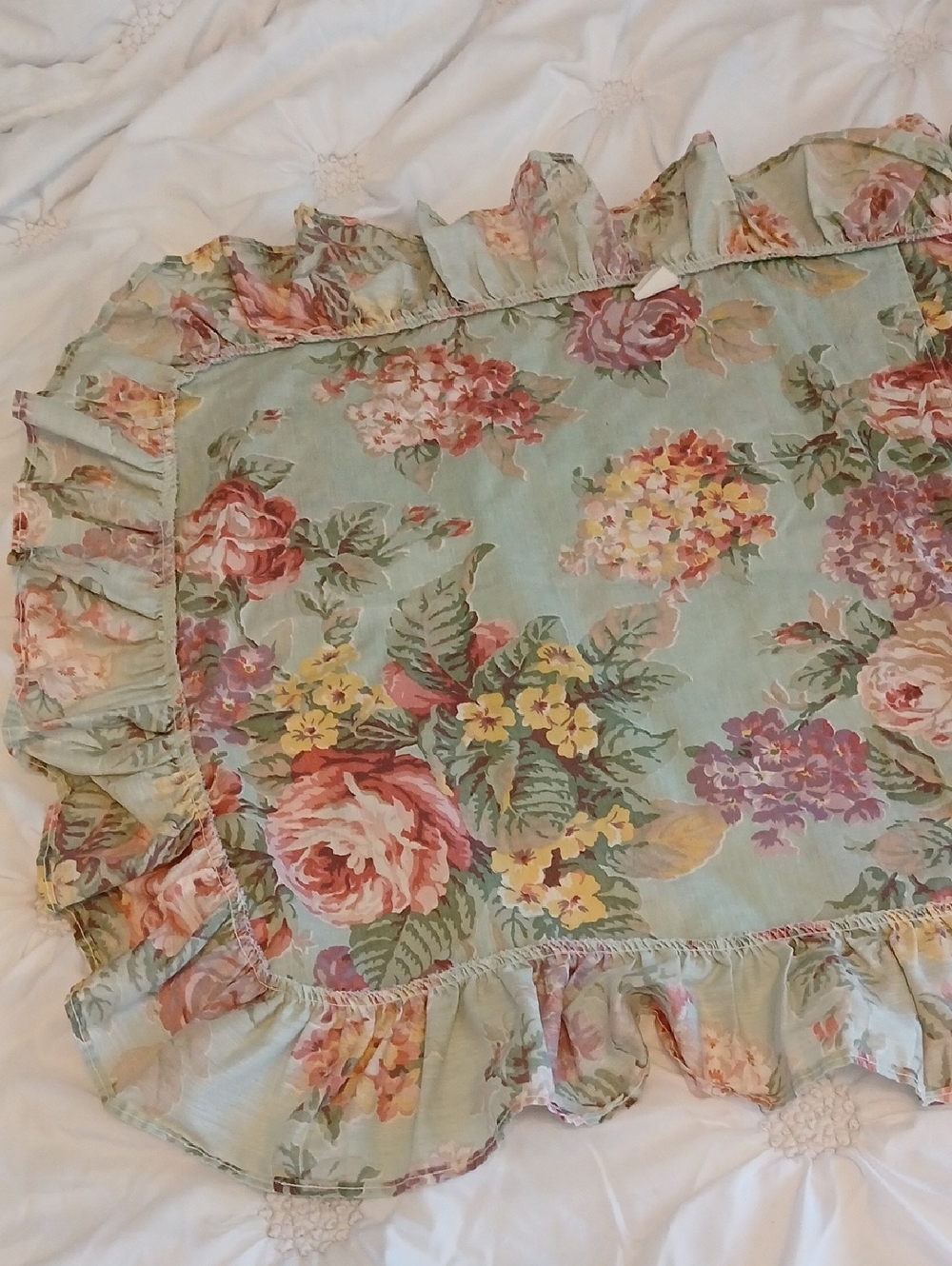 VTG King Pillow Sham Floral Ruffle JP Stevens 1988 Made In USA Pillowcase - Picture 5 of 9